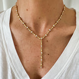 Bamboo Gold CZ Pear Lariat