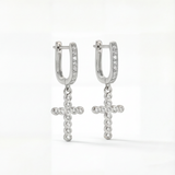 Frankie Cross Huggie - Silver