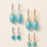 Turquoise & Ethiopian Opal Drop Earrings - Gold