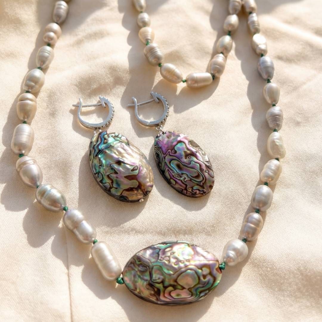 Freshwater Pearl and Emerald Silk Bracelet
