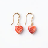 Heart Drop Earrings - Red Spiny Oyster