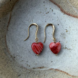 Heart Drop Earrings - Red Spiny Oyster