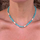 Opal Dirft Necklace - Caribbean Blue and white opal
