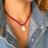 Treasured Ruby Pearl Necklace