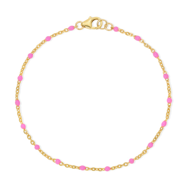 Gold-filled Enamel Bracelet - Hot Pink