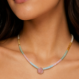 Pink Opal bezel stone Necklace
