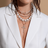 Athena Pearl Cross Necklace