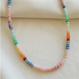 Rainbow Opal Rondelle Statement Necklace