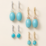 Sleeping Beauty Turquoise drop Huggies- Silver