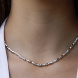Bamboo Silver Pave Necklace