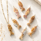 Catch of the Day Fish Necklace -Flower Jasper