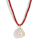 Treasured Ruby Pearl Necklace
