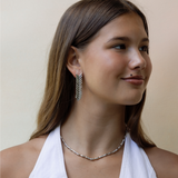 Bamboo Silver Pave Necklace