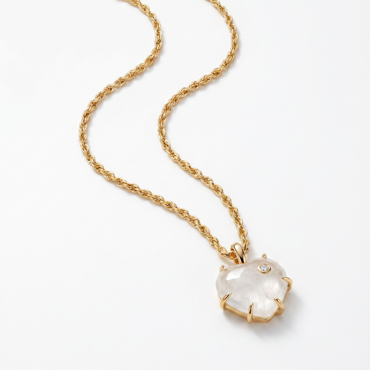 Joy Dravecky Lover Heart Necklace - Moonstone, front product view