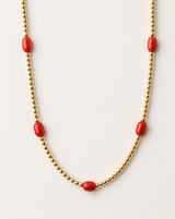Americana Beaded Necklace - Red Coral