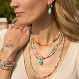 Sleeping Beauty and Rainbow Opal Nugget Necklace/ wrap bracelet