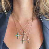 Camille Cross Necklace - Turquoise and Pearl