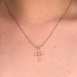 Bezel CZ Gold Cross Necklace