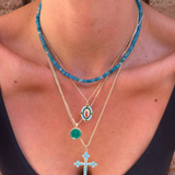 Mia Beaded Stone Necklace -Capri Blue