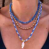 Mia Beaded Stone Necklace - Blue Crush