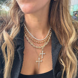 Naples 3 Prong Gold Tennis Necklace