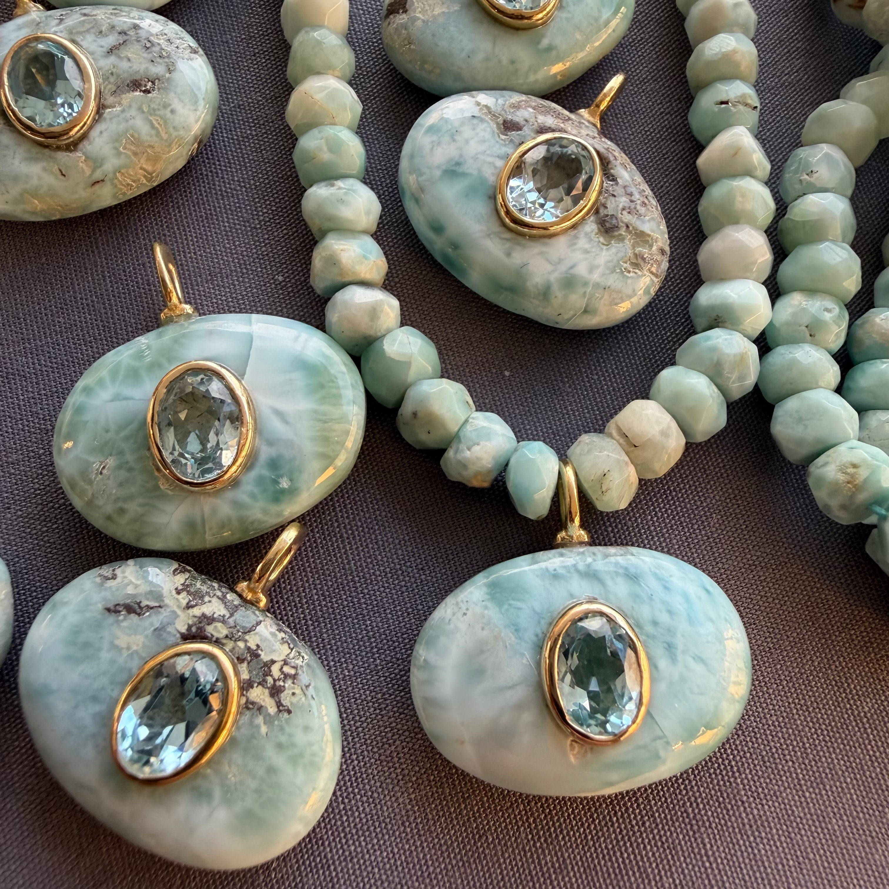 Larimar and Aquamarine Beaded Necklace