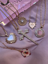 Carved Pink Mother Mary Necklace