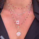 Carved Pink Mother Mary Necklace