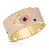 Black Friday Exclusive -Evil Eye Cigar Ring with Champagne diamonds