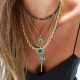 Athena Cross Necklace - Turquoise