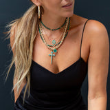 Athena Cross Necklace - Turquoise