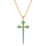 Athena Cross Necklace - Turquoise