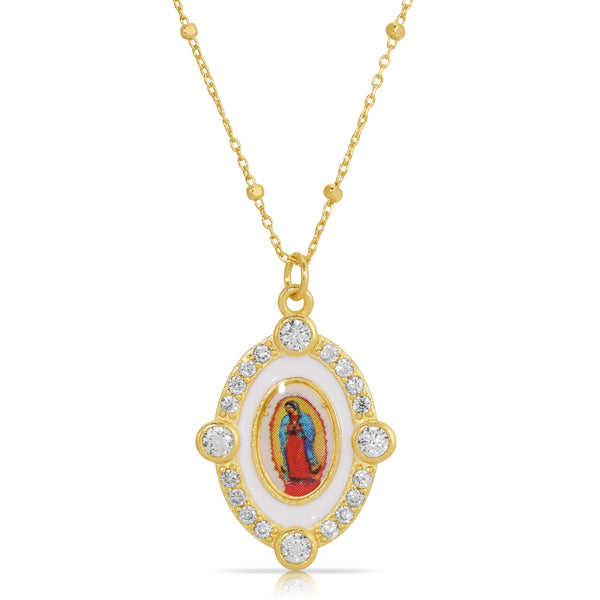 Our Lady Guadalupe Necklace - White