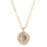 Carved Pink Mother Mary Necklace
