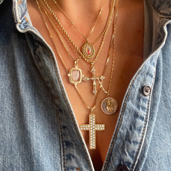 Elpis Cross Necklace - Pearl