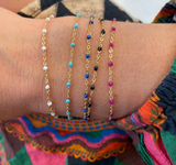 Gold Filled White Enamel Beaded Bracelet