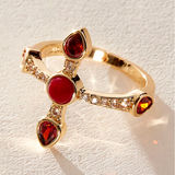 Camille Cross Ring - Garnet