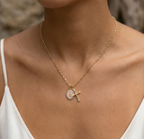 Baby Pink Virgin Maria Multi-Charm Necklace