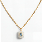 Moonstone and Aquamarine Charm Necklace