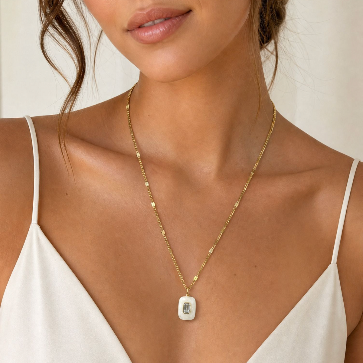Moonstone and Aquamarine Charm Necklace