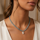 Moonstone and Aquamarine Beaded Stone Necklace