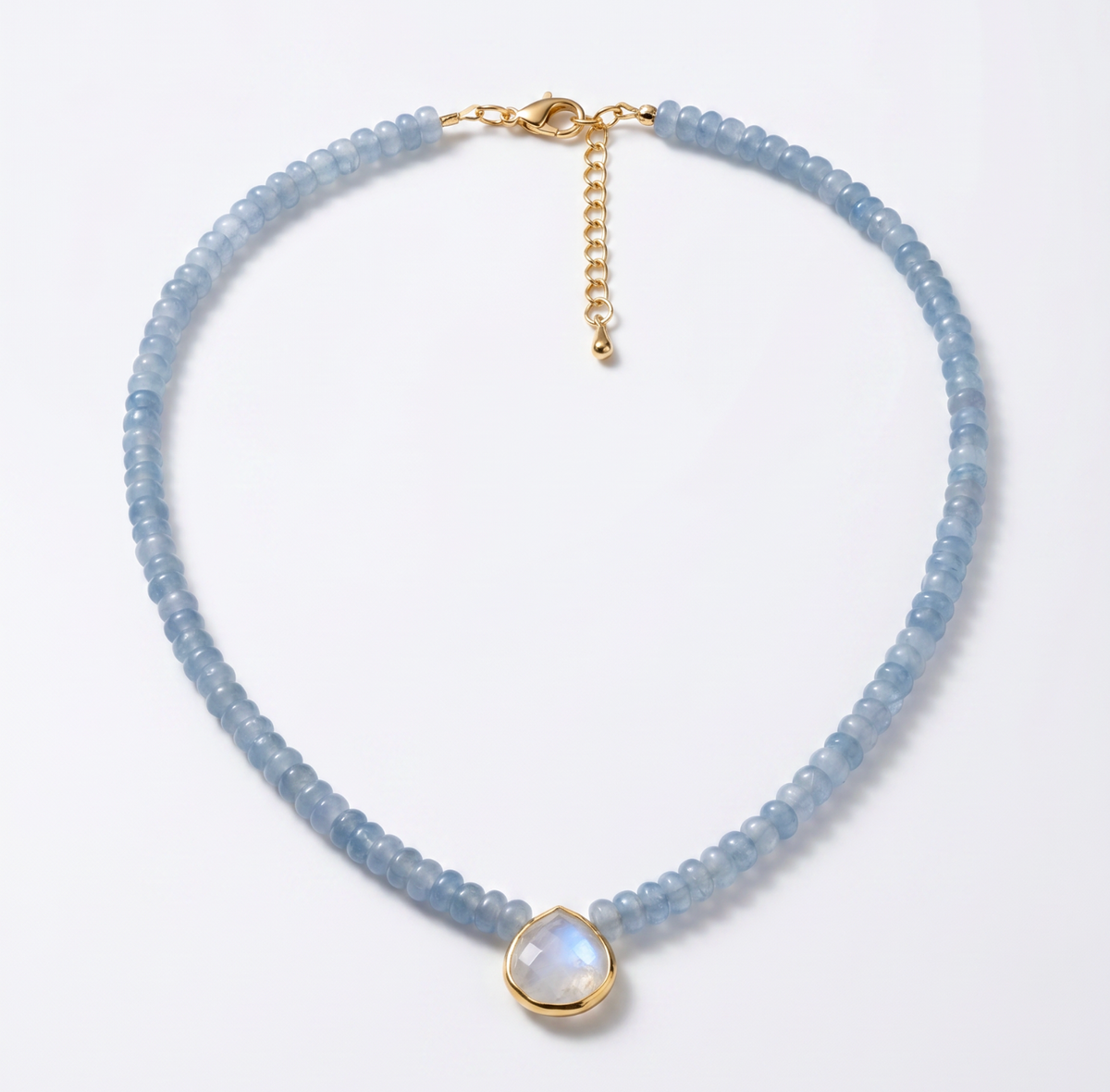 Something Blue Moonstone Bezel Necklace