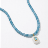 Moonstone and Aquamarine Beaded Stone Necklace