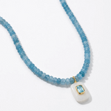 Moonstone and Aquamarine Beaded Stone Necklace