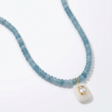 Moonstone and Aquamarine Beaded Stone Necklace