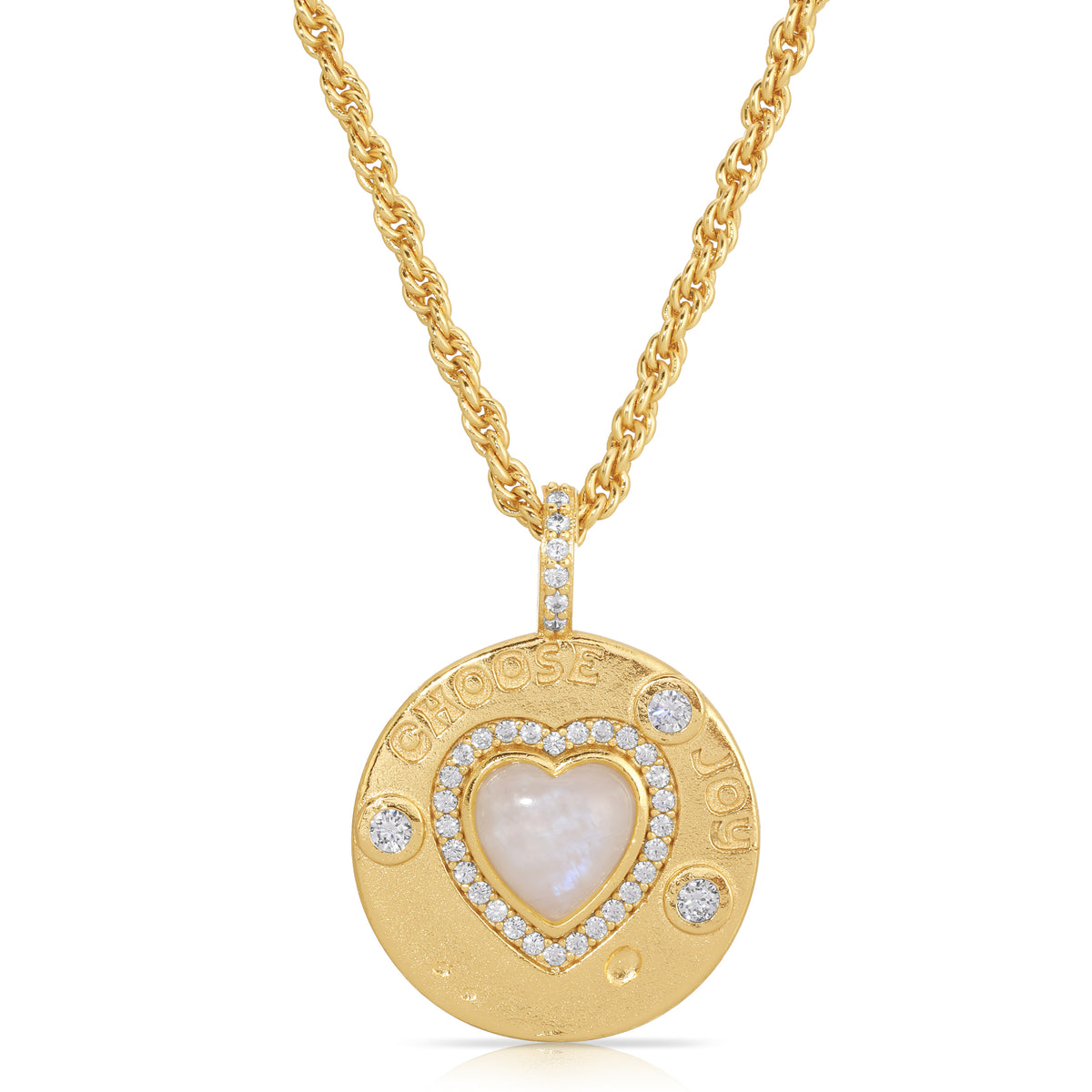 Joyful Heart necklace with heart-shaped center and gold pendant