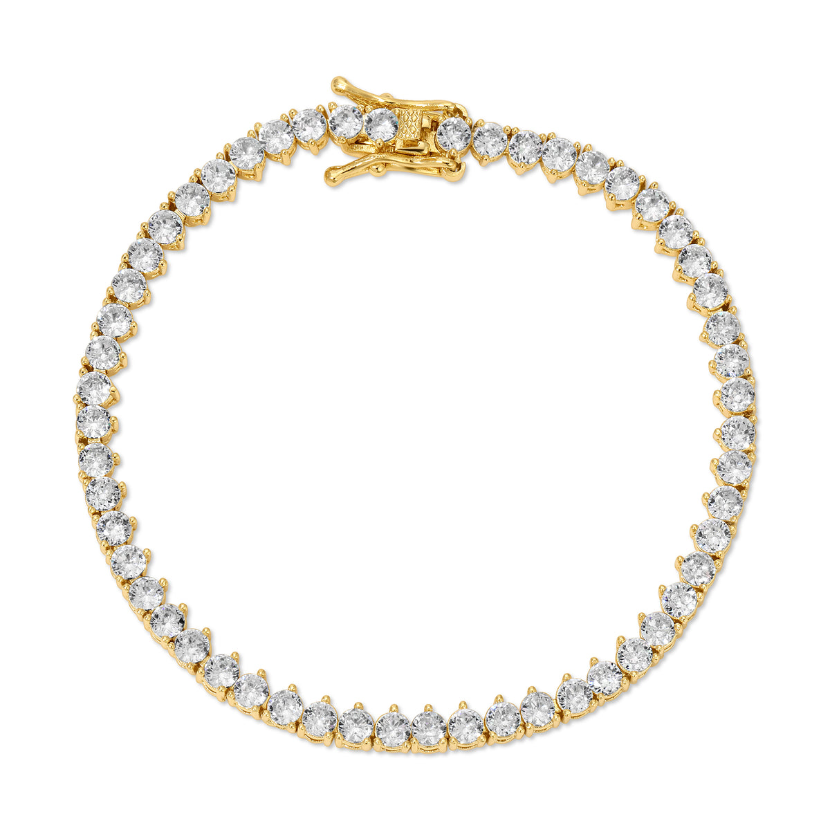Naples Gold 3 Prong Tennis Bracelet