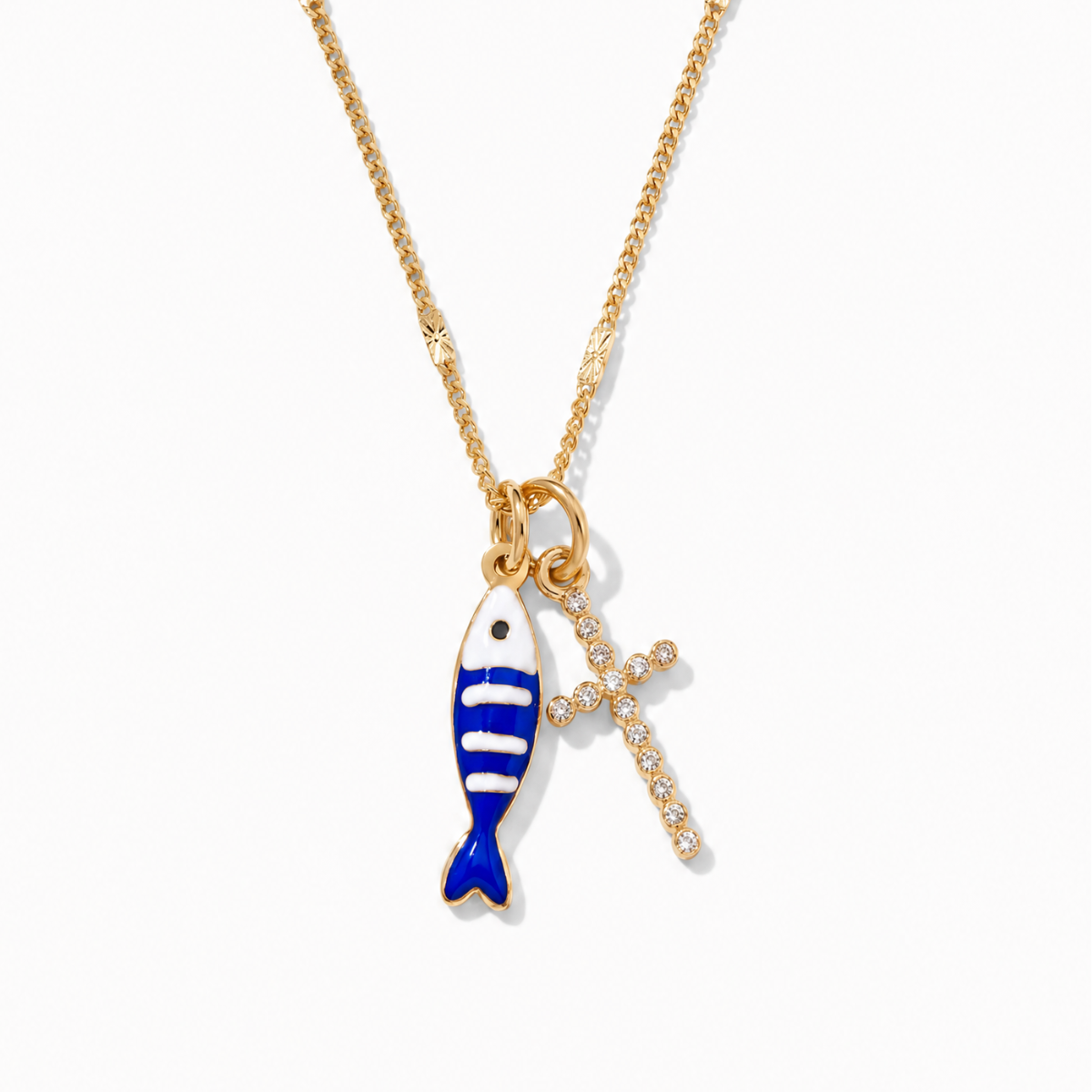 Mini Fisher Multi-Charm Necklace - Blue