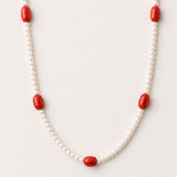 Americana Beaded Necklace - Red Coral
