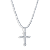 Bezel CZ Silver Cross Necklace